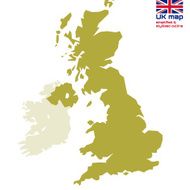 UK map with simplified & stylized outline