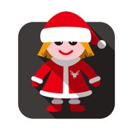 Little girl look like Santa Claus icon design