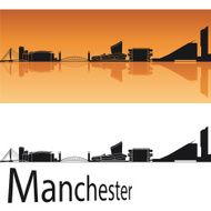 Manchester skyline in orange background