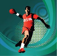 Male Handball Player on Dark Green Background