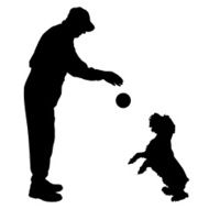Vector silhouette of people with dog N55