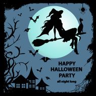 Silhouette of witch sitting on the broom