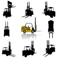 Forklift silhouette set