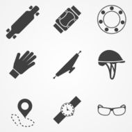 Vector icons for accessories longboarders