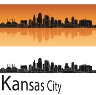 Kansas City skyline in orange background