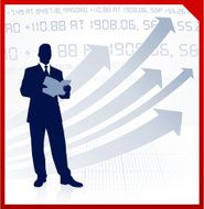 businessman with a book on corporate finance background