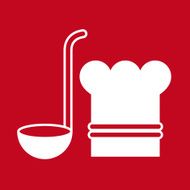 Chef hat and ladle Vector kitchen symbols