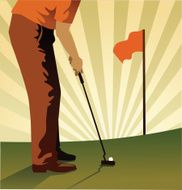 Golf Player Putting - Sunrays Background N2