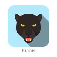 Panther Cat breed face cartoon flat icon design