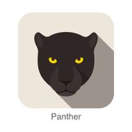 Panther Cat breed face cartoon flat icon design N2