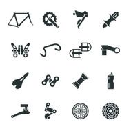 Bicycle Parts Silhouette Icons Set 1