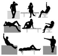 Silhouette of casual people N7