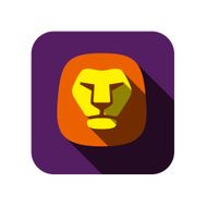 Lion Cat breed face cartoon flat icon design