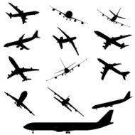 airplane silhouette set