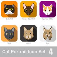 Cat breed face cartoon flat icon series