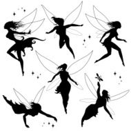 moon fairies in black silhuette