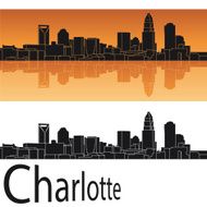 Charlotte skyline in orange background