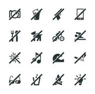 Prohibitions Silhouette Icons Set 1