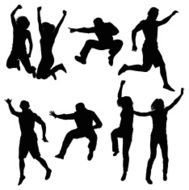 Silhouette of people in action N4