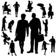 Vector Silhouette Of People N470