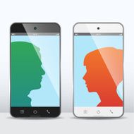 male and female smartphone