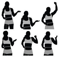 Multiple images of a woman measuring her waist
