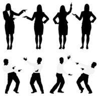 Silhouette of business executives gesturing N8