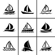 Sail boat icons set