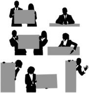 Business executives with placards N7