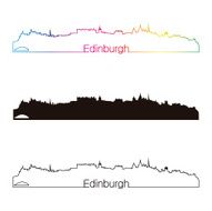 Edinburgh skyline linear style with rainbow