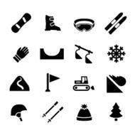 Set icons of skiing and snowboarding