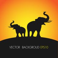 Silhouettes of twin elephants - Vector