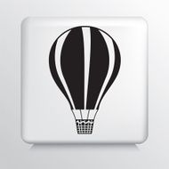 Square White Icon With Silhouette Hot Air Balloon with Stripes N2