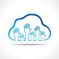 Group of up hands in the cloud stock vector N2