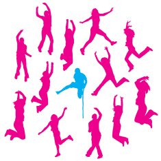 Assorted people jumping