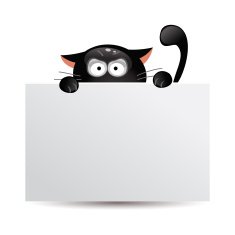 Funny black cat hunts Vector illustration
