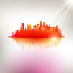 Red hot abstract city emblem