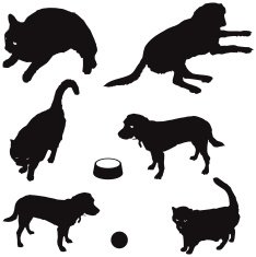 Silhouettes Cats Dogs 01 (vector illustration)