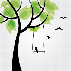 Tree with birds vector - Illustration