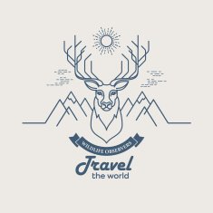 Wild animals Flat line illustration N2