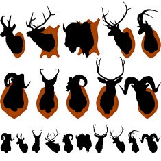 Mounted Animal Heads Silhouette Set