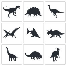 Dinosaurs icons set N2