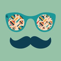 Hipster vintage sunglasses with colorful baby rattles N2