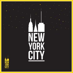 New York City sign typographic design silhouettes of skyscrapers
