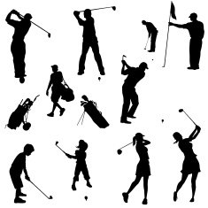 various golf poses in silhouettes N2