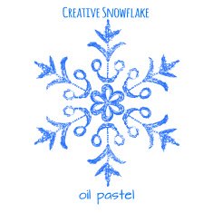 Snowflake hand drawn with oil pastels