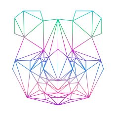 polygonal abstract panda silhouette drawn in one continuous line