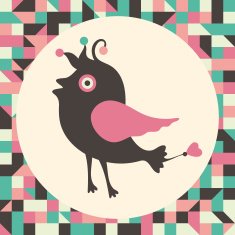 Curious bird with vintage background N2