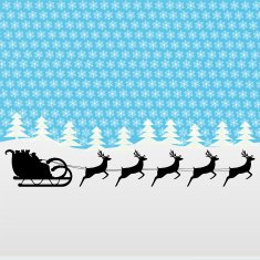 santa claus rides on deer in the woods
