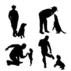 Vector silhouette of people with dog N54